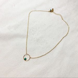 Charged Gold Circle and Turquoise Necklace